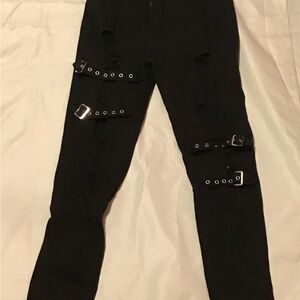 Edgy Black Strap Pants